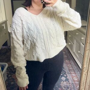 Cozy White Cable Knit Sweater